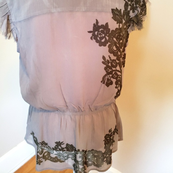 Jonathon Martin shear printed cap sleeve blouse - Picture 5 of 7